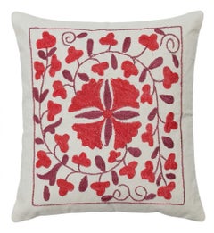 17"x19" Embroidery Cushion Cover. Red Accent Pillow. Traditional Throw Pillow