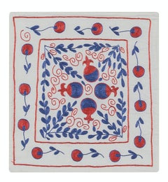 Funda de Cojín de Seda Suzani Bordada a Mano para Decoración del Hogar