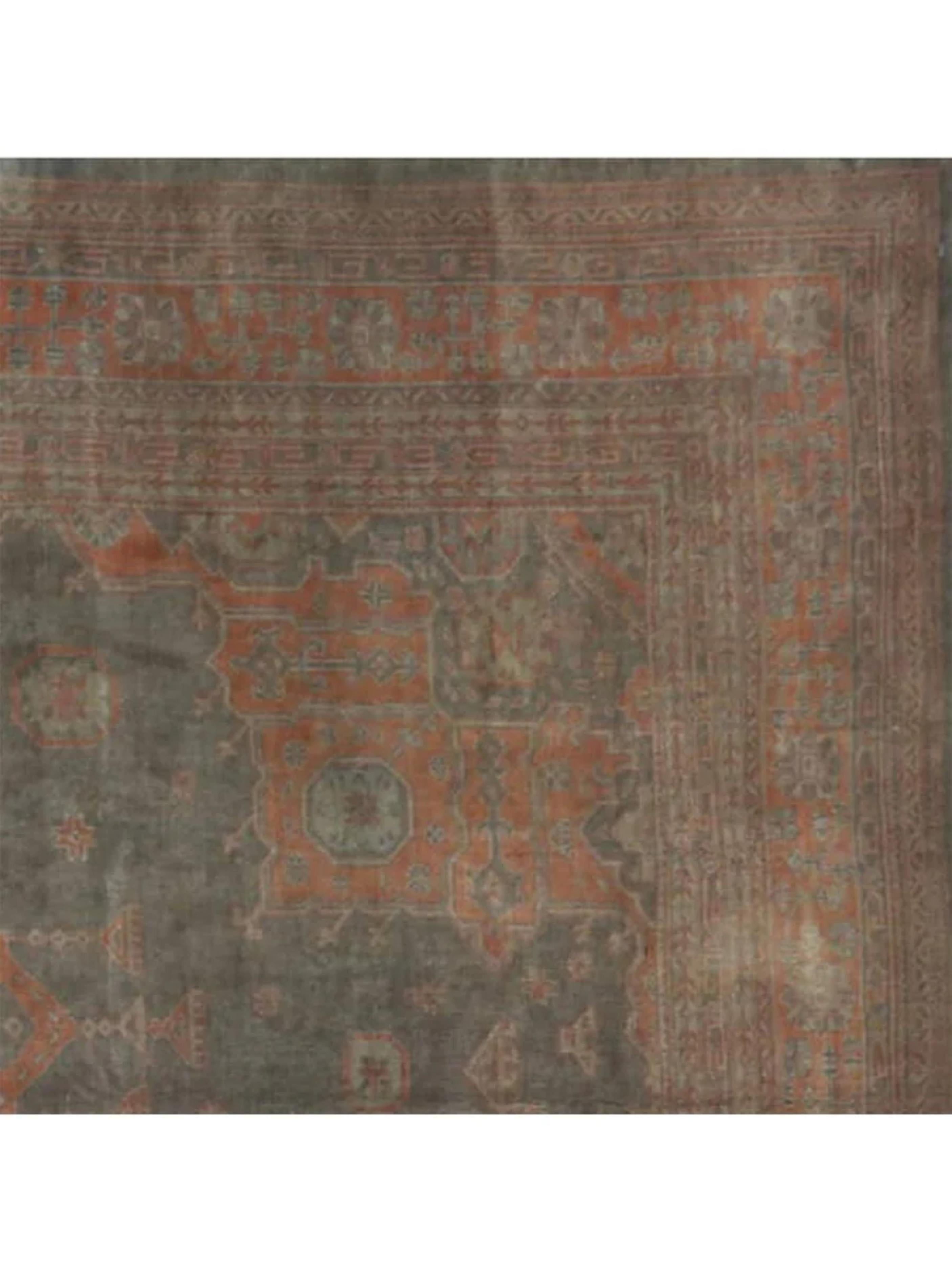 17x20 Handgeknüpfter antiker türkischer Oushak-Teppich (Türkisch) im Angebot