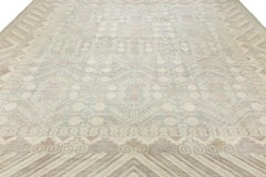 17x20 Tappeto moderno in lana annodato a mano in stile Khotan - Palette geometrica neutra