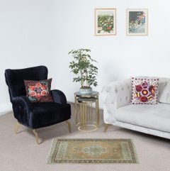 1.7x3.2 Ft Handmade Wool Rug, Vintage Seat Cover & Doormat. Kitchen Throw Rug