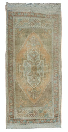 1.7x3.3 Ft Vintage Turkish Accent Rug, Hand-Knotted Wool Door Mat, Seat Cover