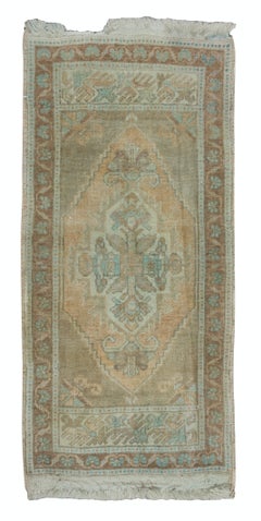 1.7x3.4 Ft Vintage Turkish Accent Rug, Hand-Knotted Door Mat, Wool Seat Cover