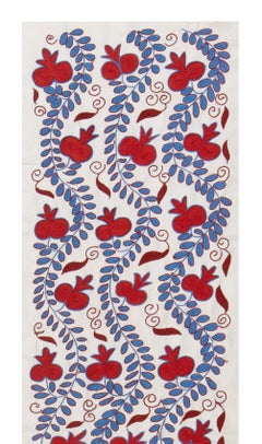 1.7x6.3 Ft Moderne Suzani Tischläufer, bestickte Baumwolle & Seide Wandbehang