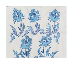 1.7x6.3 Ft Floral Suzani Table Runner, Embroidered Wall Hanging, Blue Tapestry