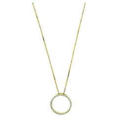 14K Box Necklace with 18K Diamond & Ruby Open Circle Pendant