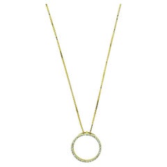 14K Box Necklace with 18K Diamond & Ruby Open Circle Pendant