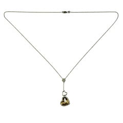 18/14 Karat Two-Tone Gold and Diamond Heart "Y" Necklace #22224