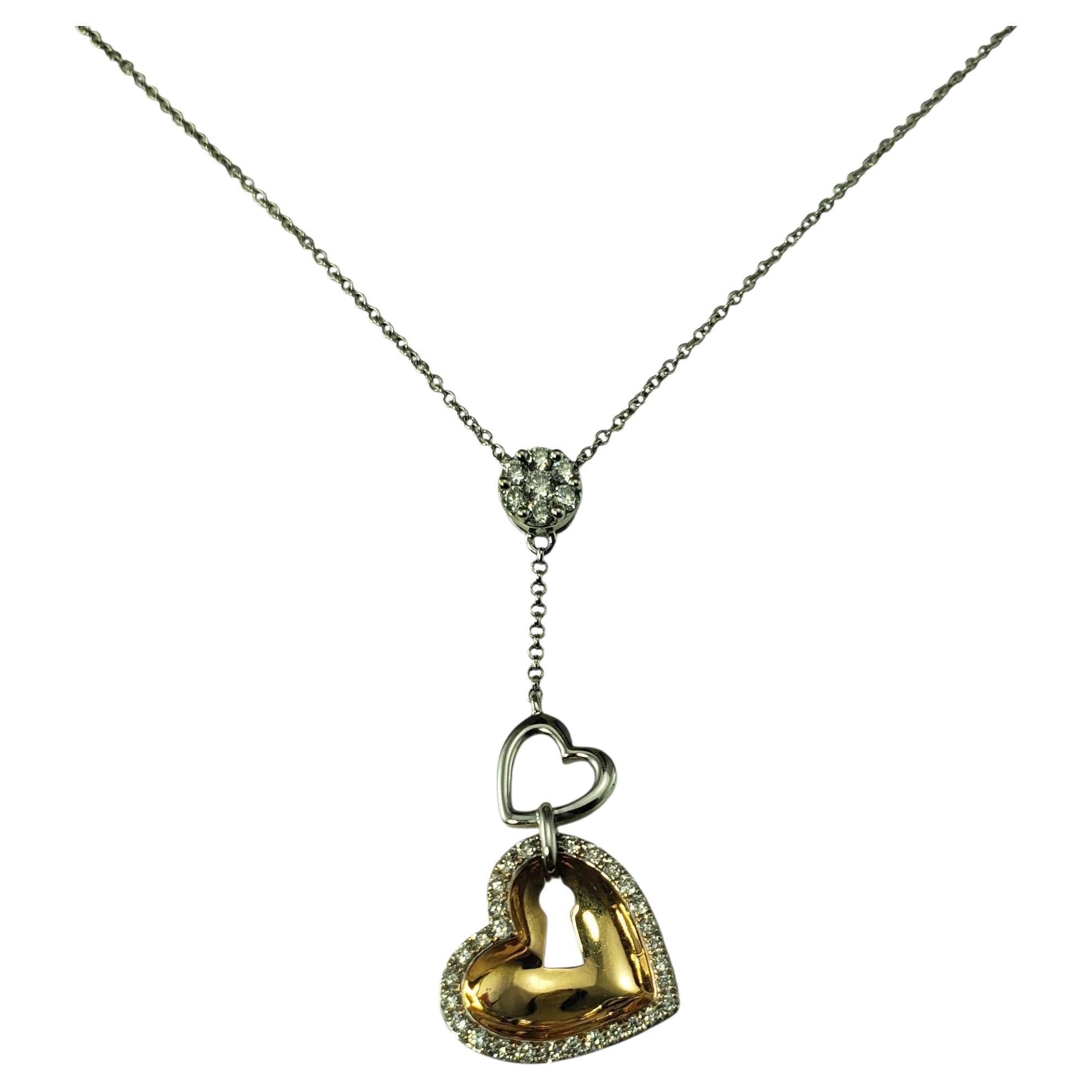 18/14 Karat Two-Tone Gold and Diamond Heart "Y" Necklace #22224