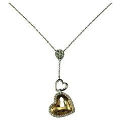 18/14 Karat Two-Tone Gold and Diamond Heart "Y" Necklace #22224