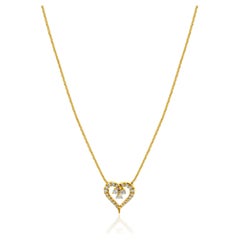 18 / 14 Karat Yellow Gold Open Diamond Heart Necklace