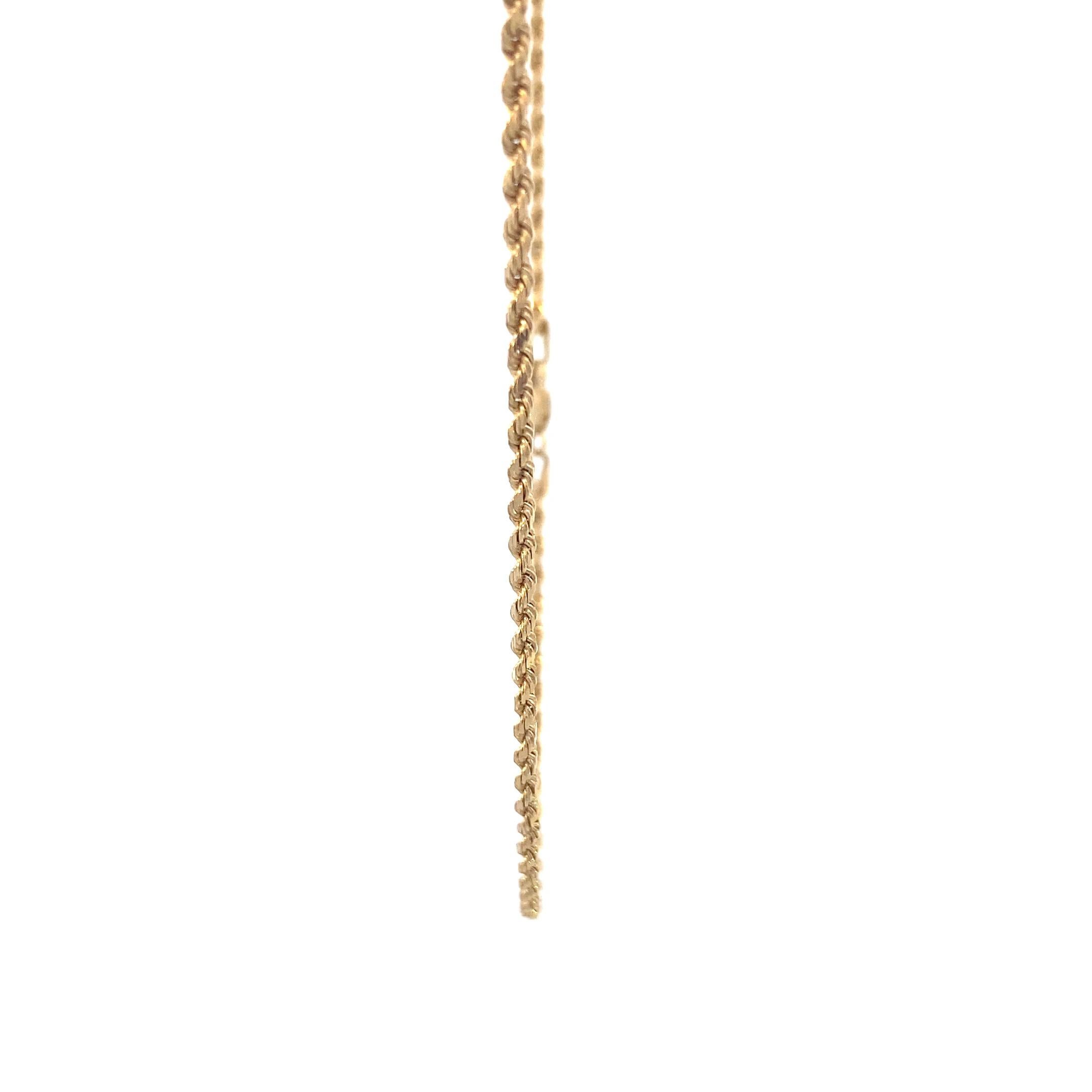 Inventory number: EL1059254

The 14k Yellow Gold 1mm Wide Rope Chain is a captivating piece that holds broad appeal for jewelry enthusiasts and buyers alike. Here are some key points that make it particularly interesting to potential