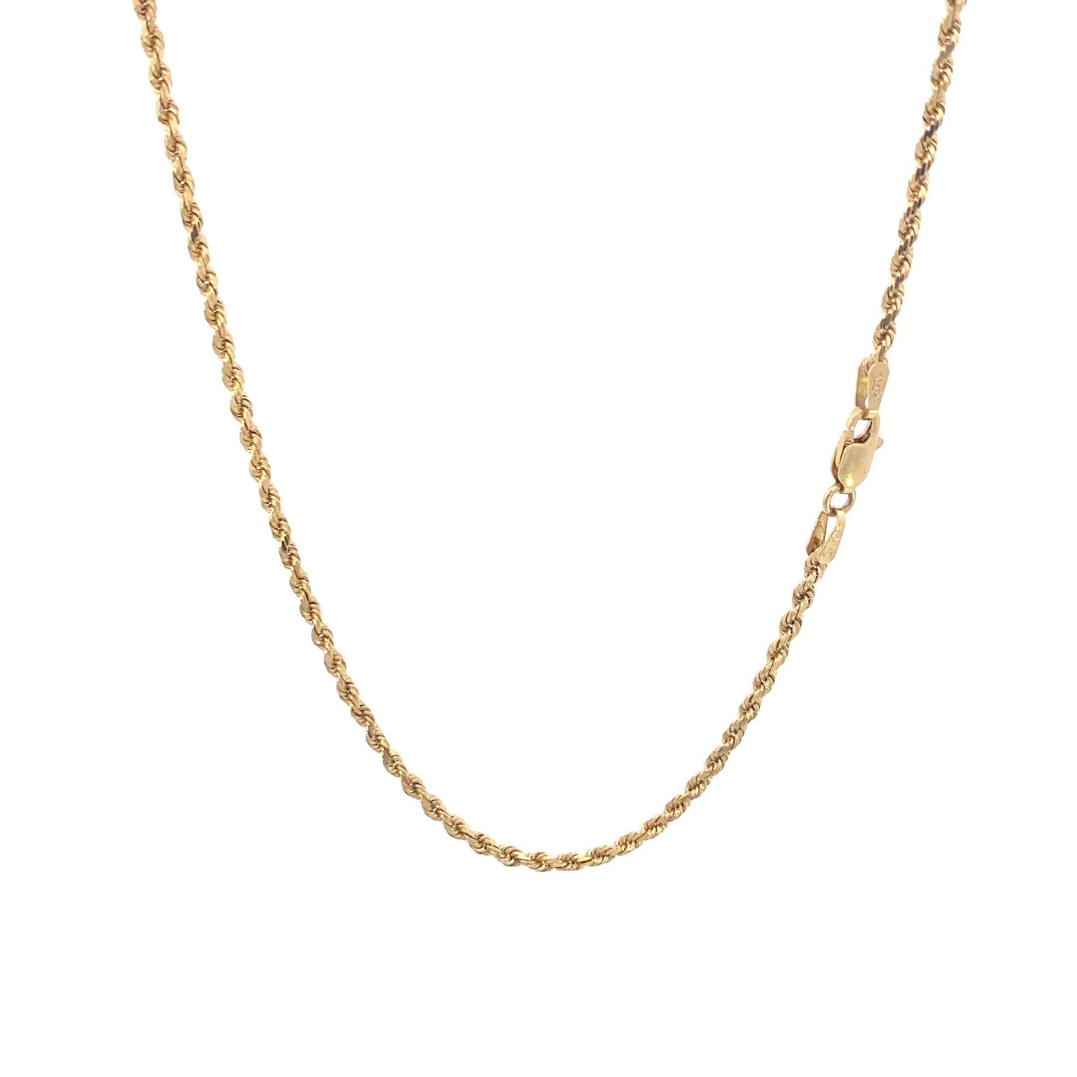 14k Yellow Gold 1mm Wide Rope Chain In Good Condition For Sale In South Bend, IN