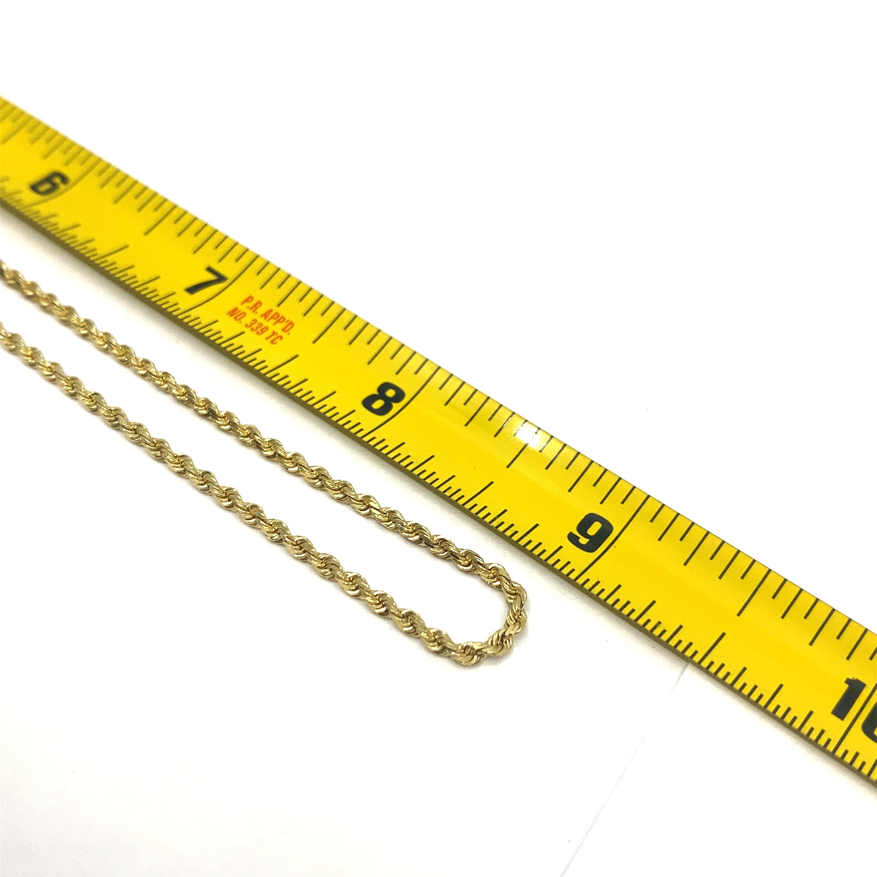 14k Yellow Gold 1mm Wide Rope Chain For Sale 2