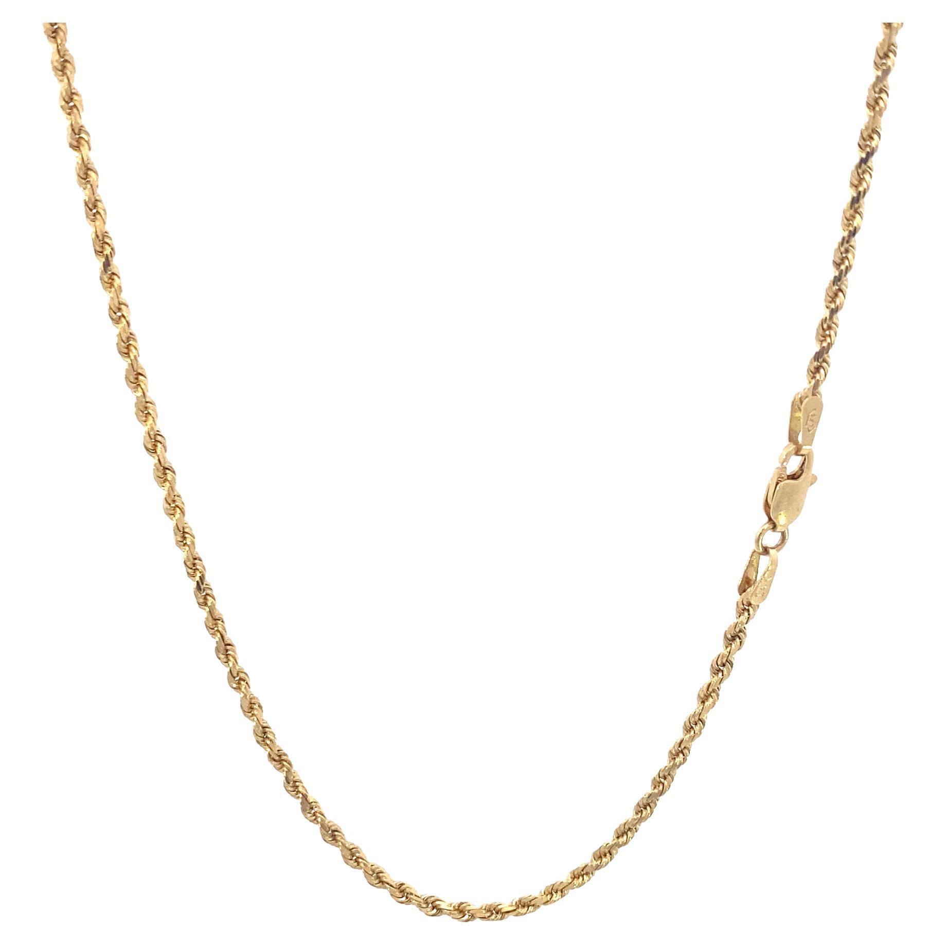 14k Yellow Gold 1mm Wide Rope Chain