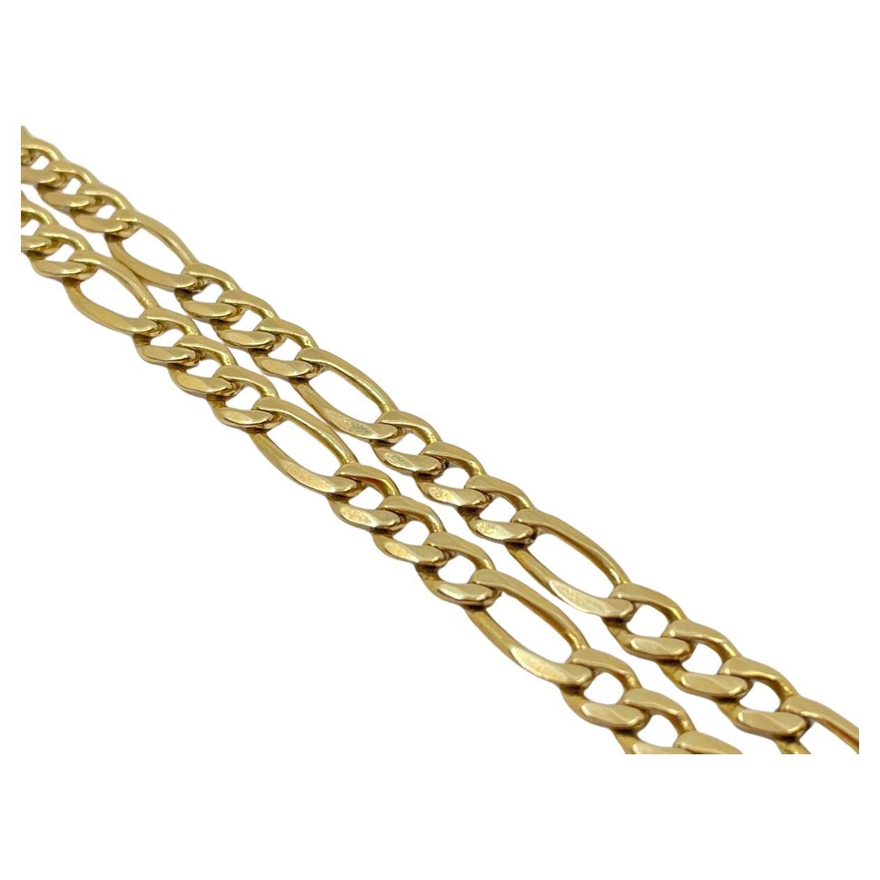 18" 14K Yellow Gold 6mm Wide Figaro Chain 20.97G For Sale