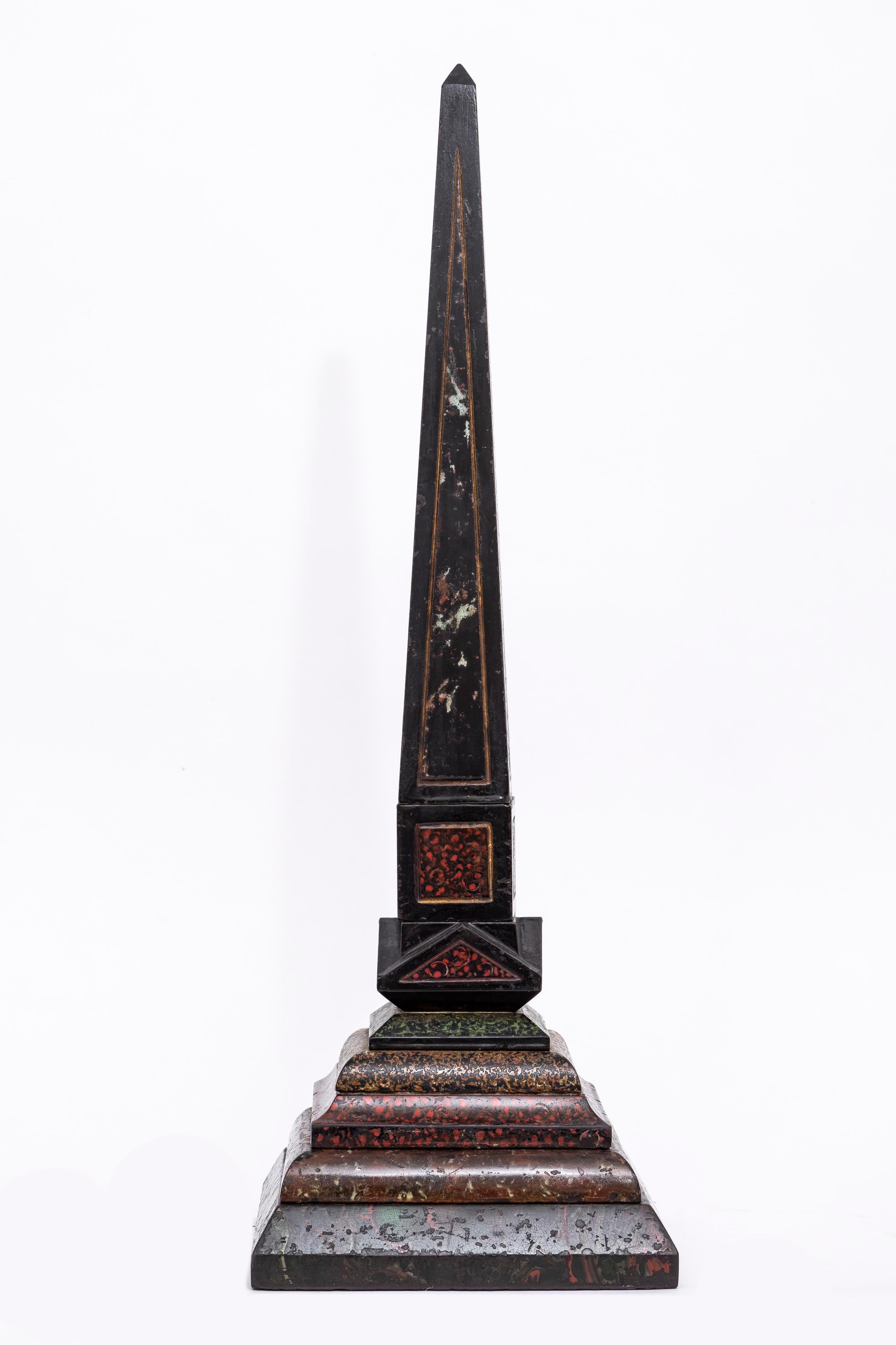 A Fantastic 18th/19th Century Italian Grand Tour Antique Mixed Marble and Scagliola Obelisk. This grand tour Italian mixed marble and scagliola obelisk mixes Egyptian architecture into traditional European homeware. Made during the late 1700s, the