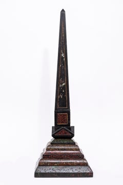 18/19 C. Italian Grand Tour Fine Antique Mixed Marble and Scagliola Obelisk