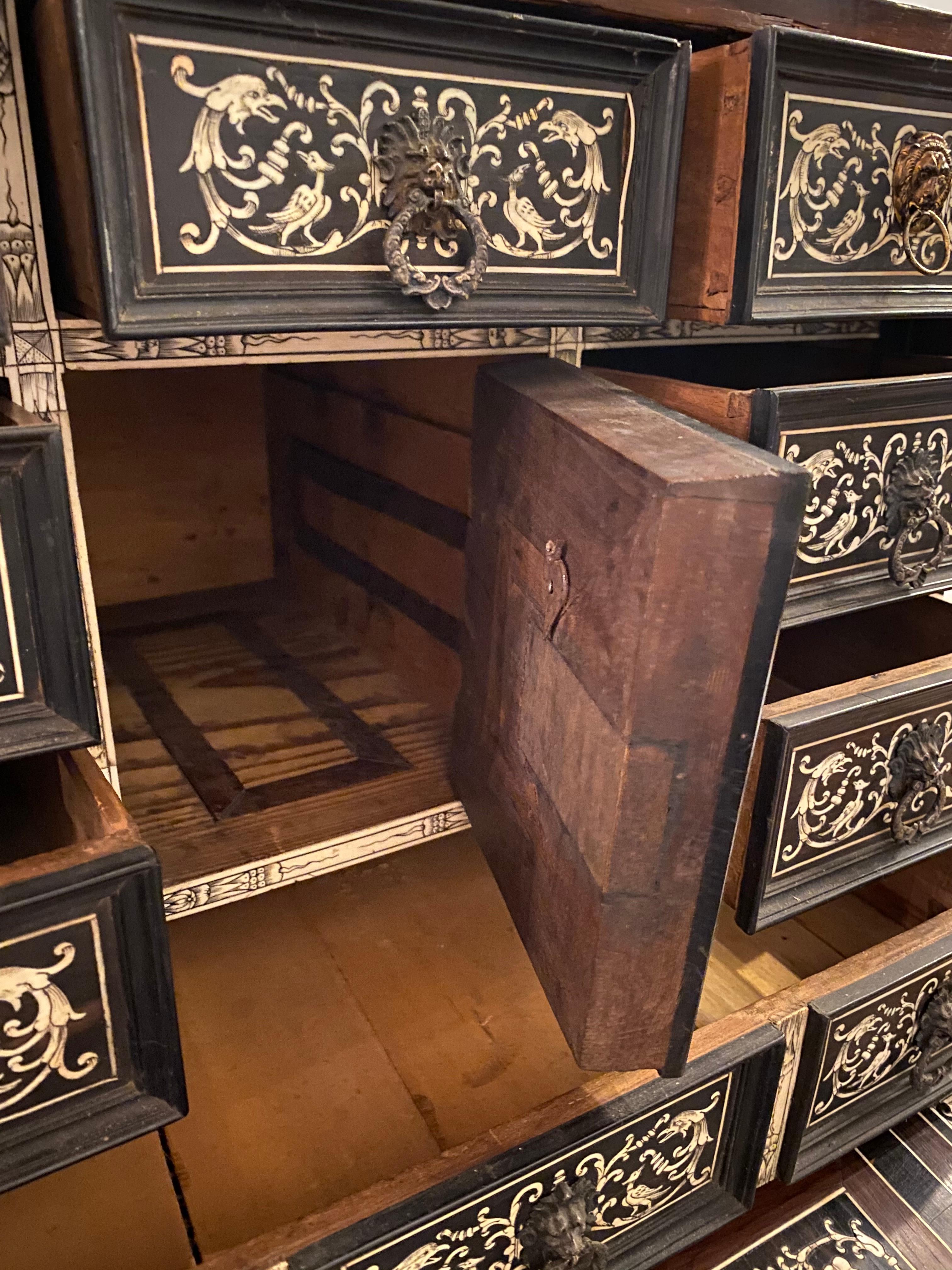 18th-19th Century Rosewood and Ebony Italian Table Cabinet, Box or Mini Trunk 2