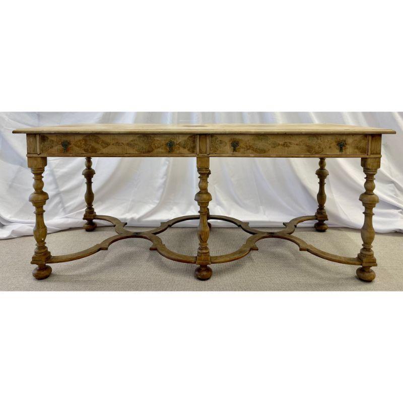 18/19 Century Gustavian Writing Table, Desk or Center Table, Bleached, Inlaid In Fair Condition For Sale In Stamford, CT