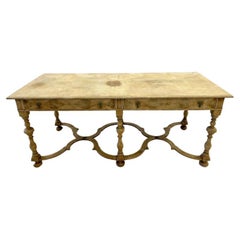 18/19 Century Gustavian Writing Table, Desk or Center Table, Bleached, Inlaid