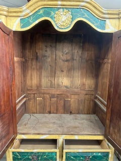 18-1900s Antique Continental, Polychrome, Marbelized, Green, Gold, Armoire!