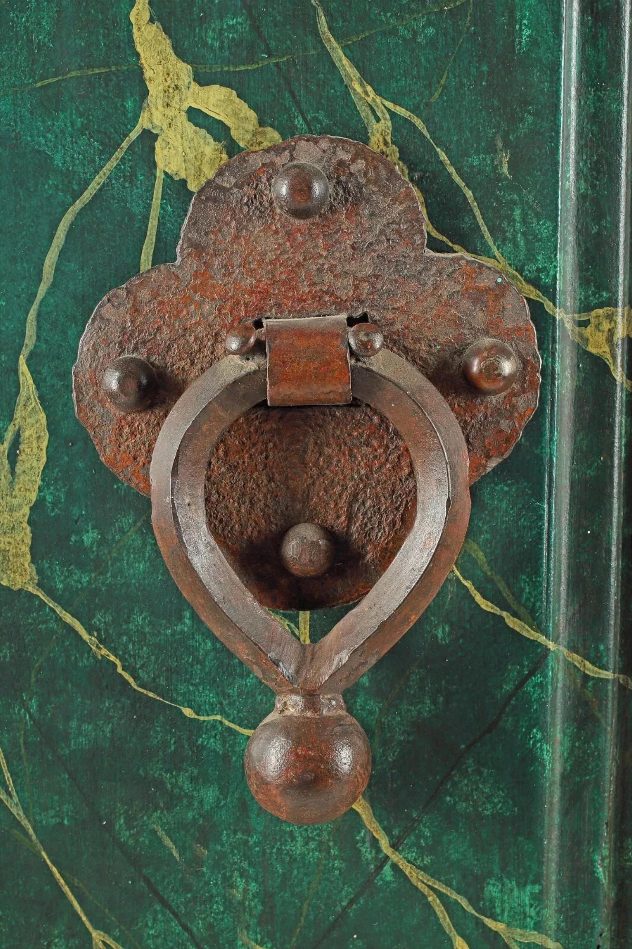 XIXe siècle Armoire continentale ancienne des années 18-1900, polychrome, marbrée, verte, dorée ! en vente
