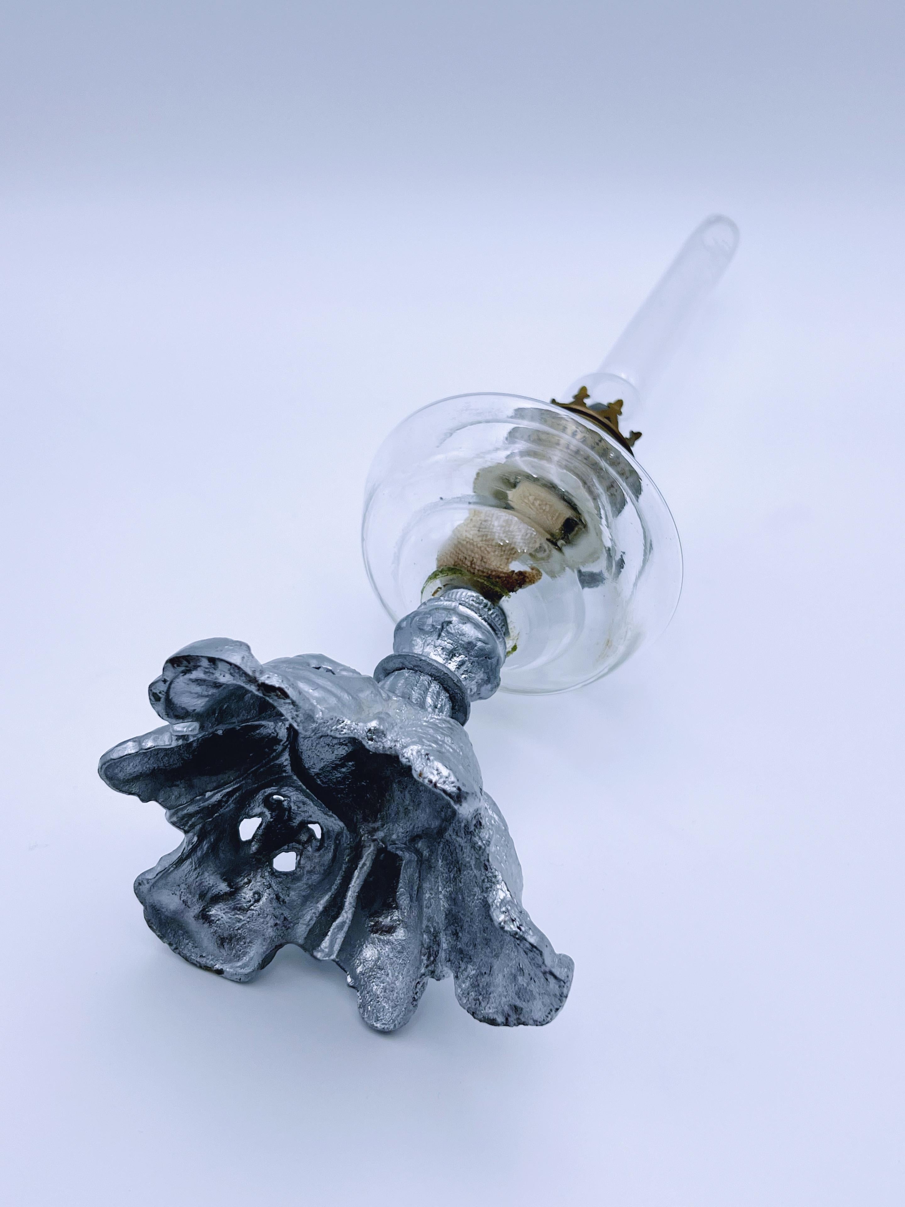 Sconosciuto Lampada a olio antica del 18/1900, stile rustico di campagna in vendita