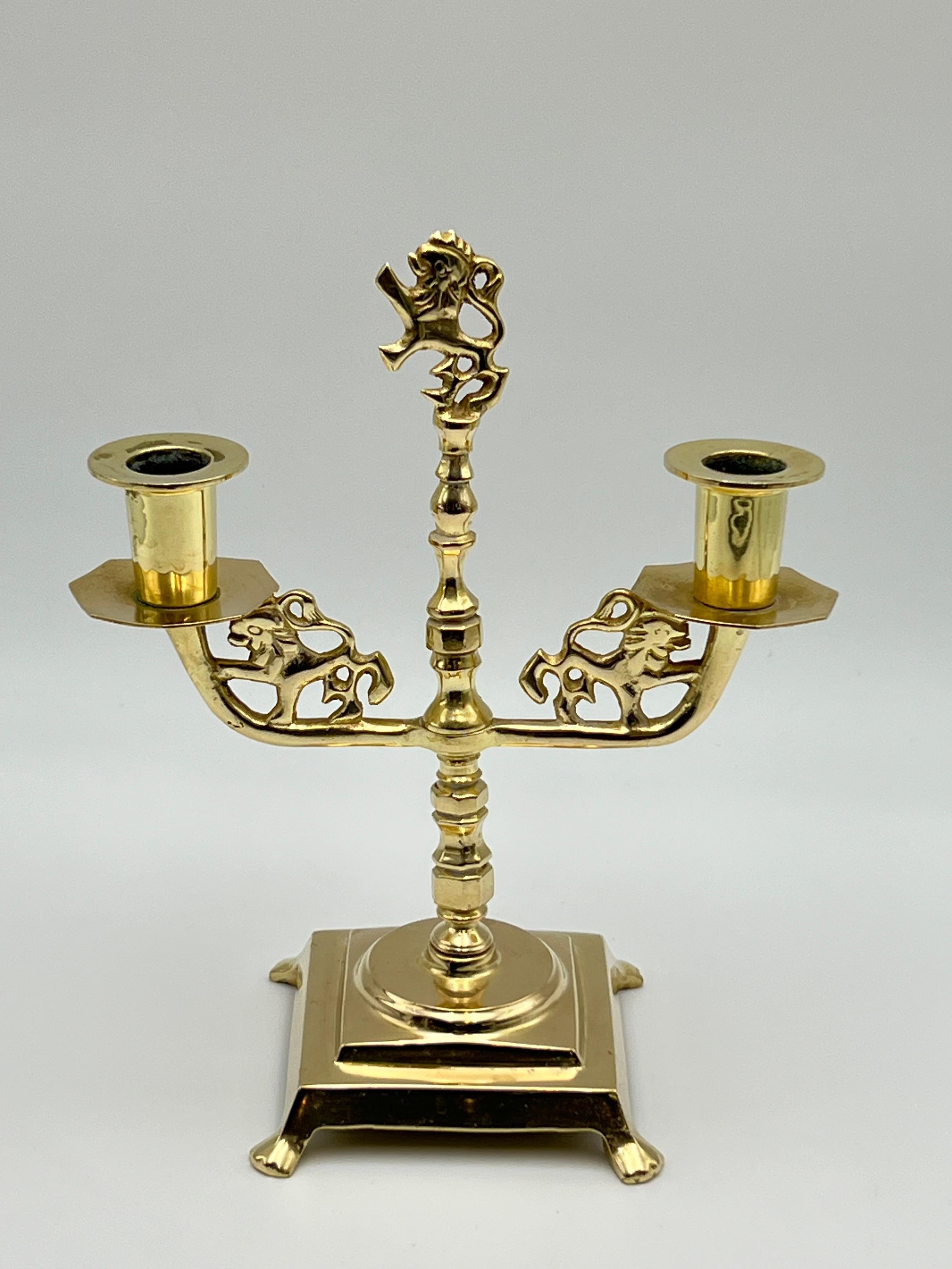 Candelabro LION del 18/1900, stile barocco, ottone, Norvegia / Danimarca in vendita 5