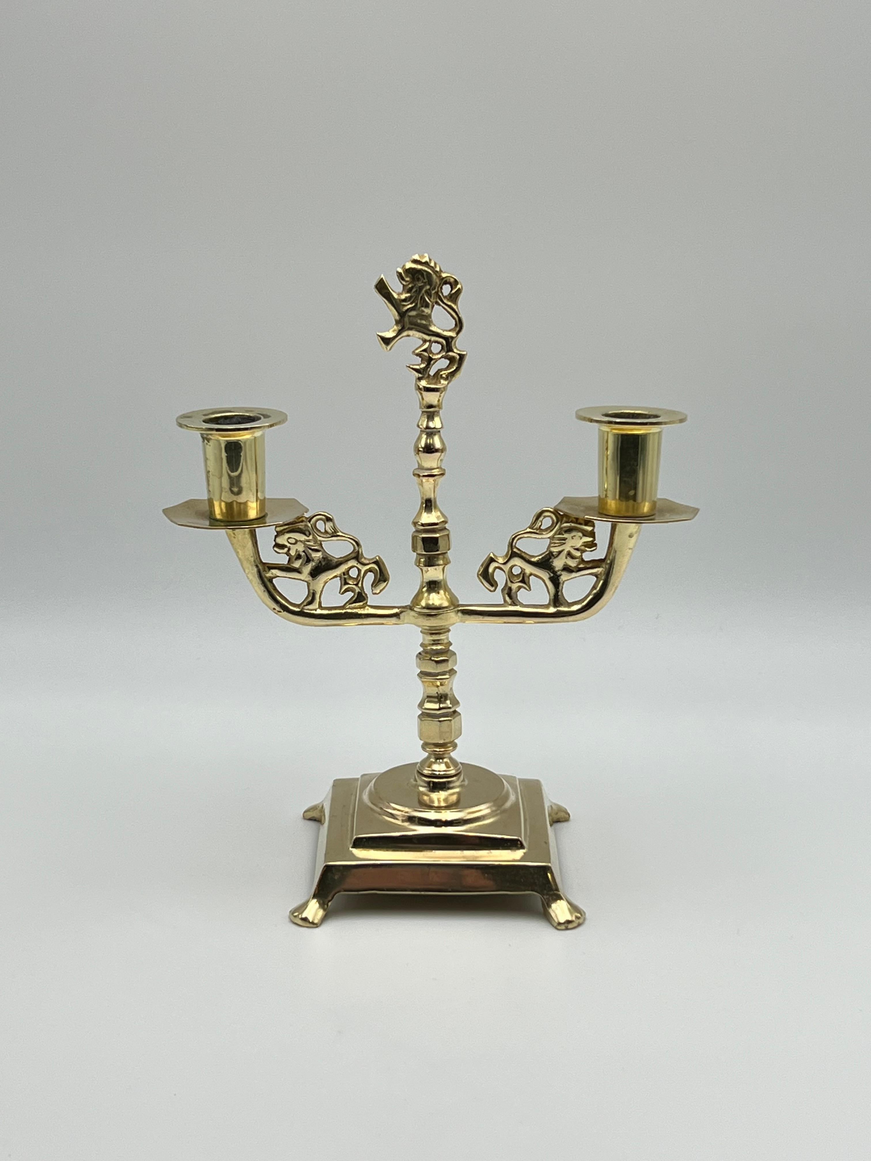 Candelabro LION del 18/1900, stile barocco, ottone, Norvegia / Danimarca in vendita 6
