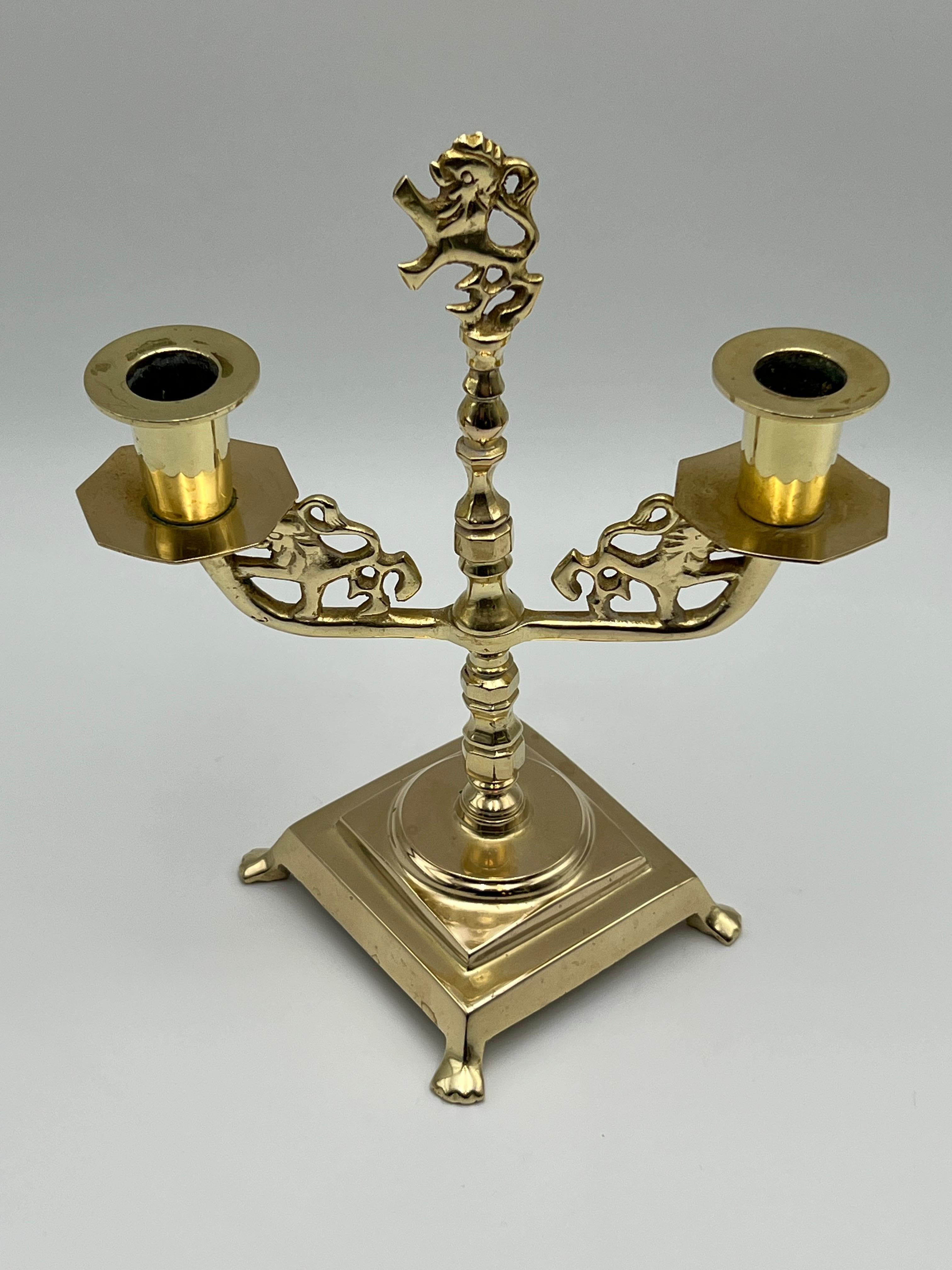 Candelabro LION del 18/1900, stile barocco, ottone, Norvegia / Danimarca In condizioni ottime in vendita a Skien, NO