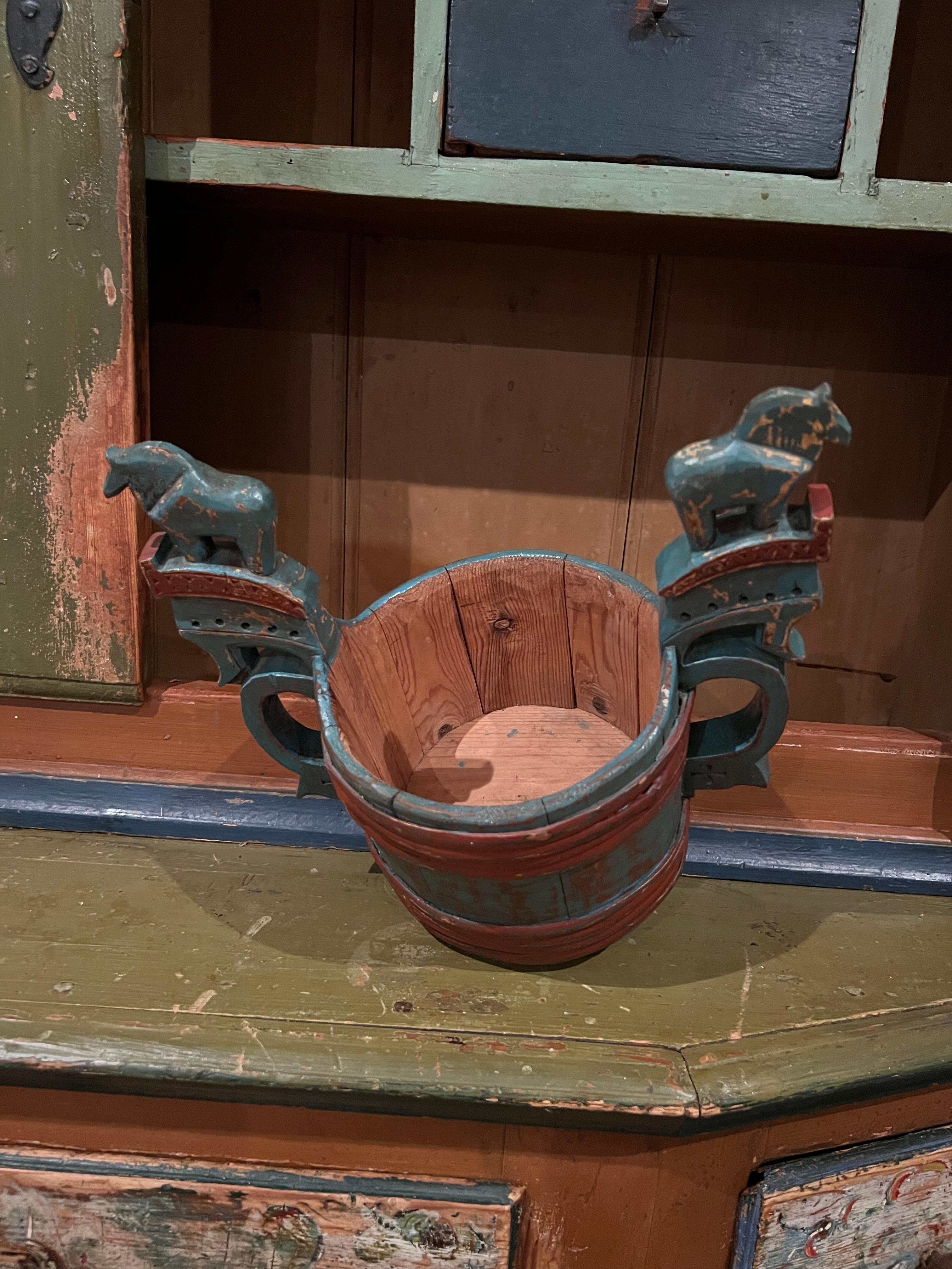 18/1900s Museum Quality Antique-Handcrafted Staup bowl, Horse Handle, Norway For Sale 3