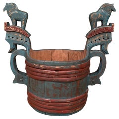 18/1900er Jahre Museum Qualität Antike-Handwerkliche Staup Schale, Pferdegriff, Norwegen