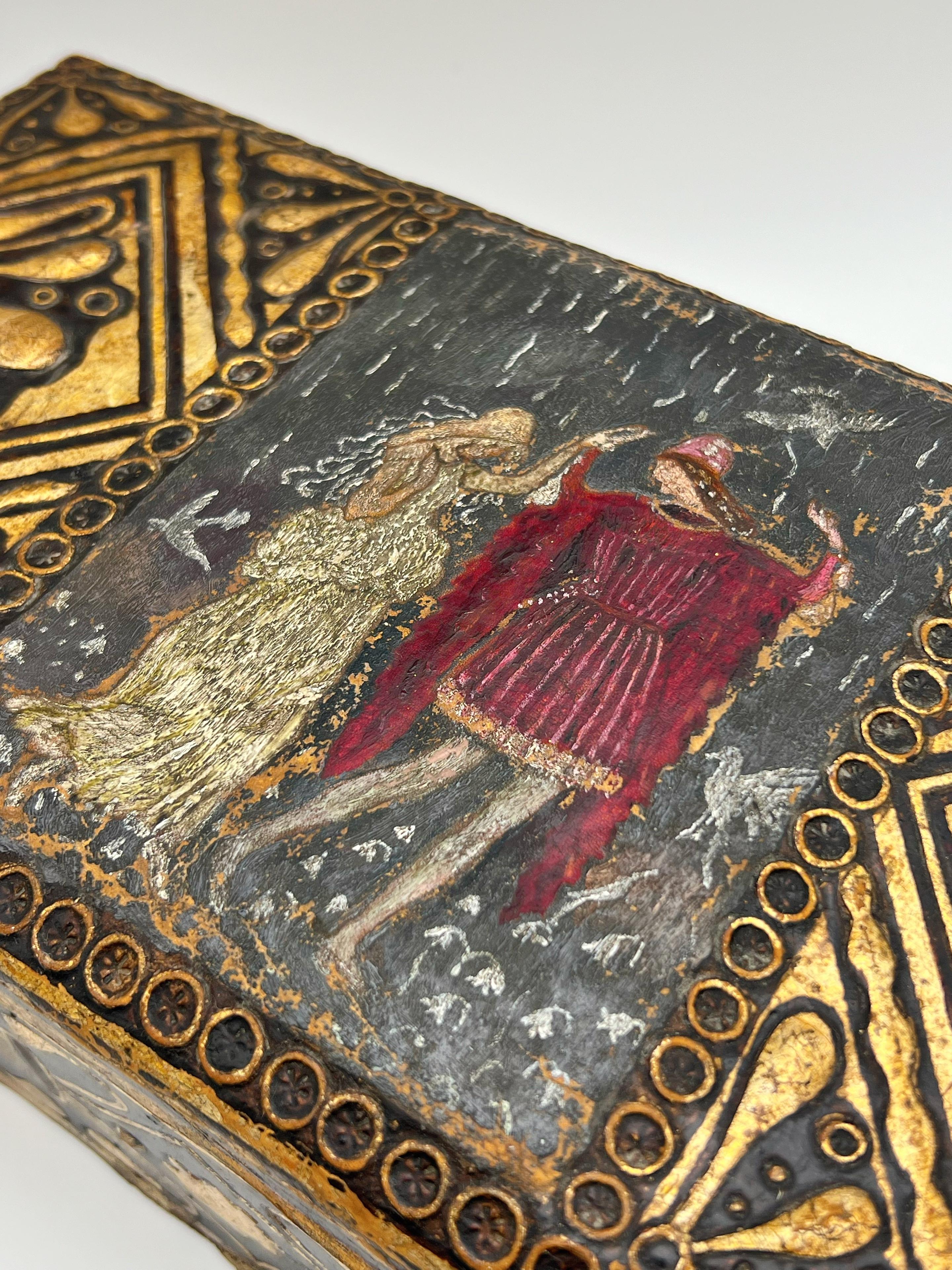 18/1900s “Prince & Princess” cordovan/gold leather box For Sale 7