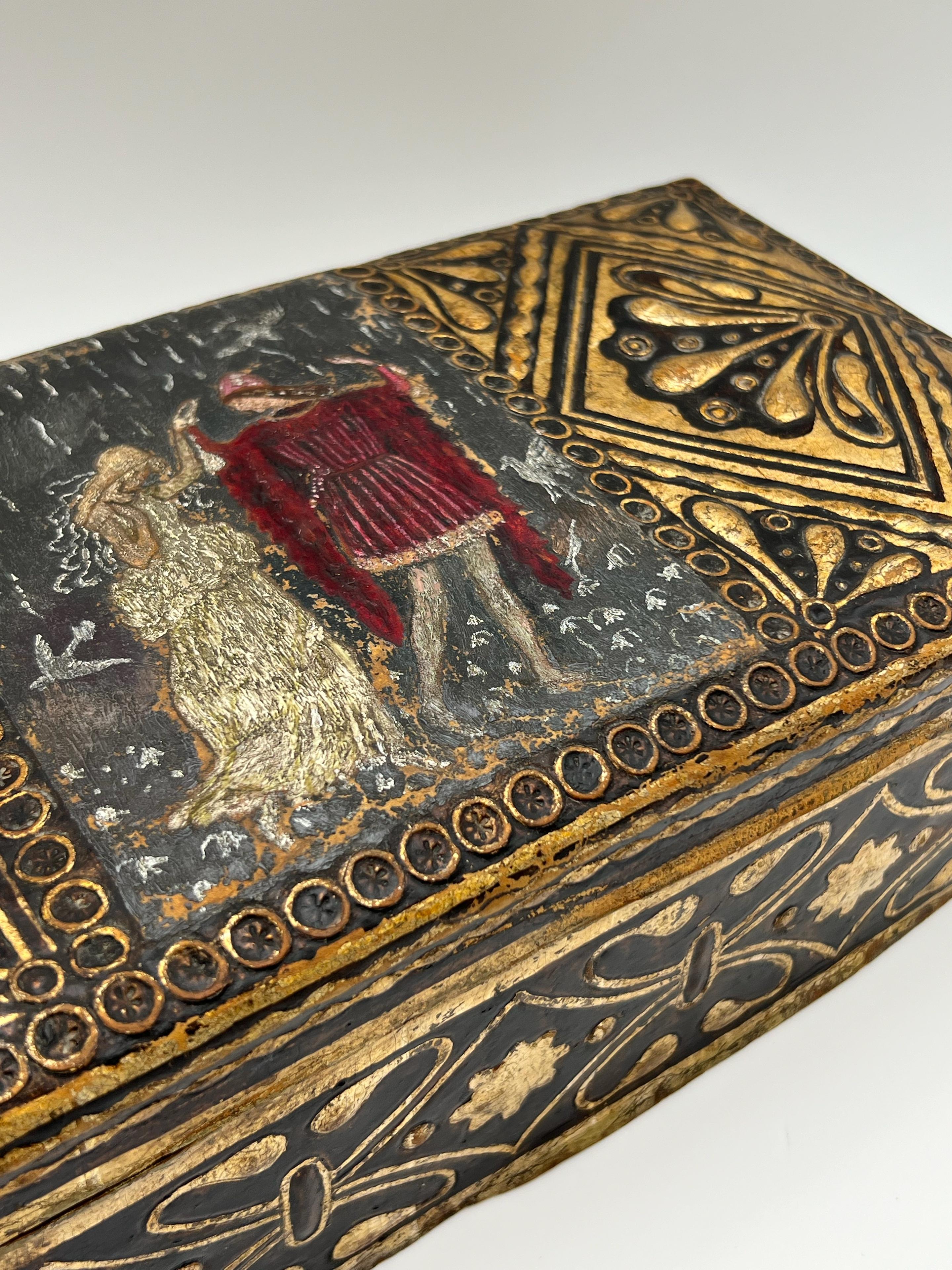 18/1900s “Prince & Princess” cordovan/gold leather box For Sale 10