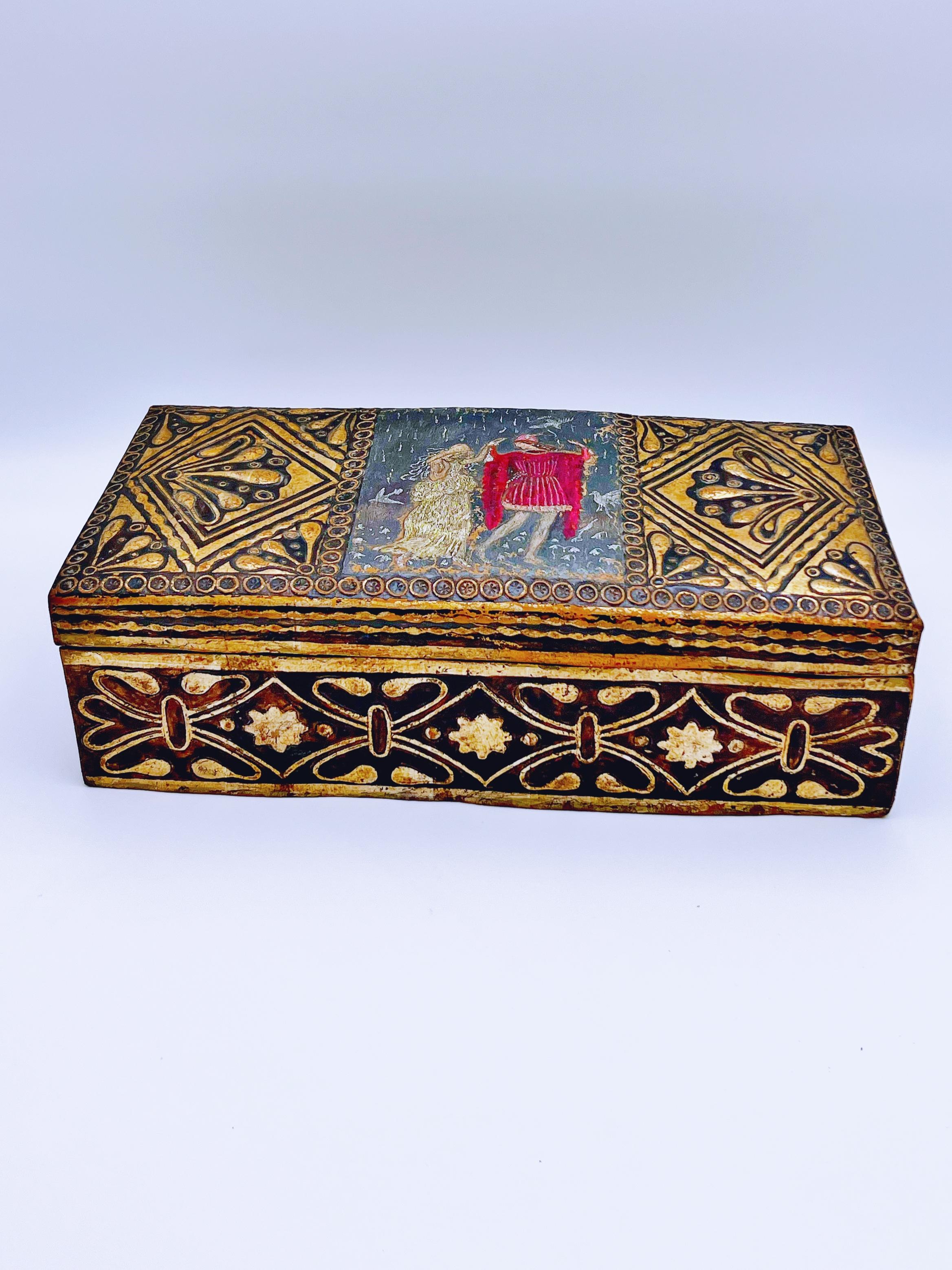 Norwegian 18/1900s “Prince & Princess” cordovan/gold leather box For Sale