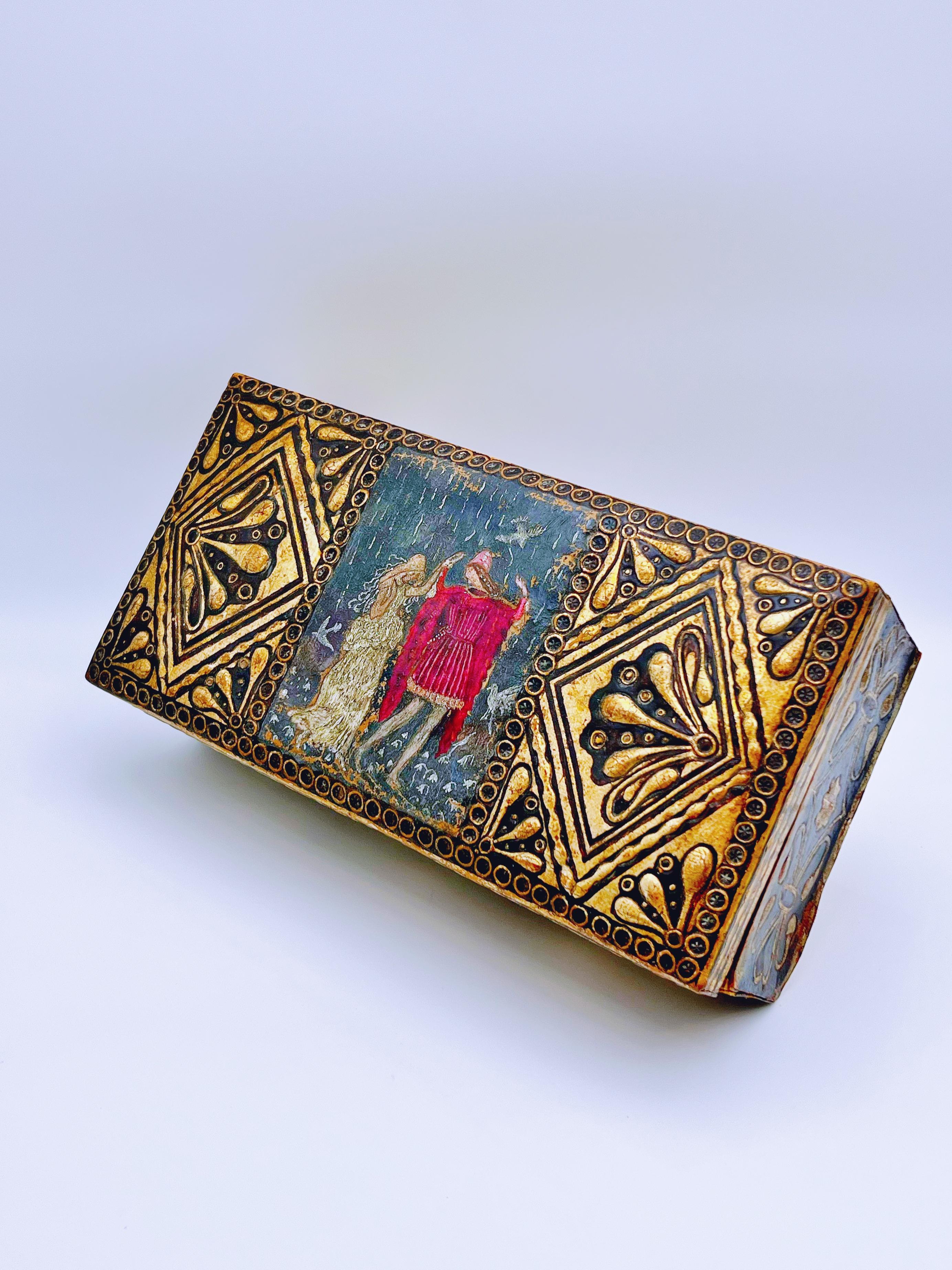 19th Century 18/1900s “Prince & Princess” cordovan/gold leather box For Sale