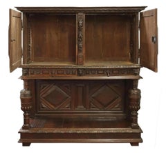 18-19th C. Antique Renaissance Revival, Credence, Carved, Large Cupboard!!