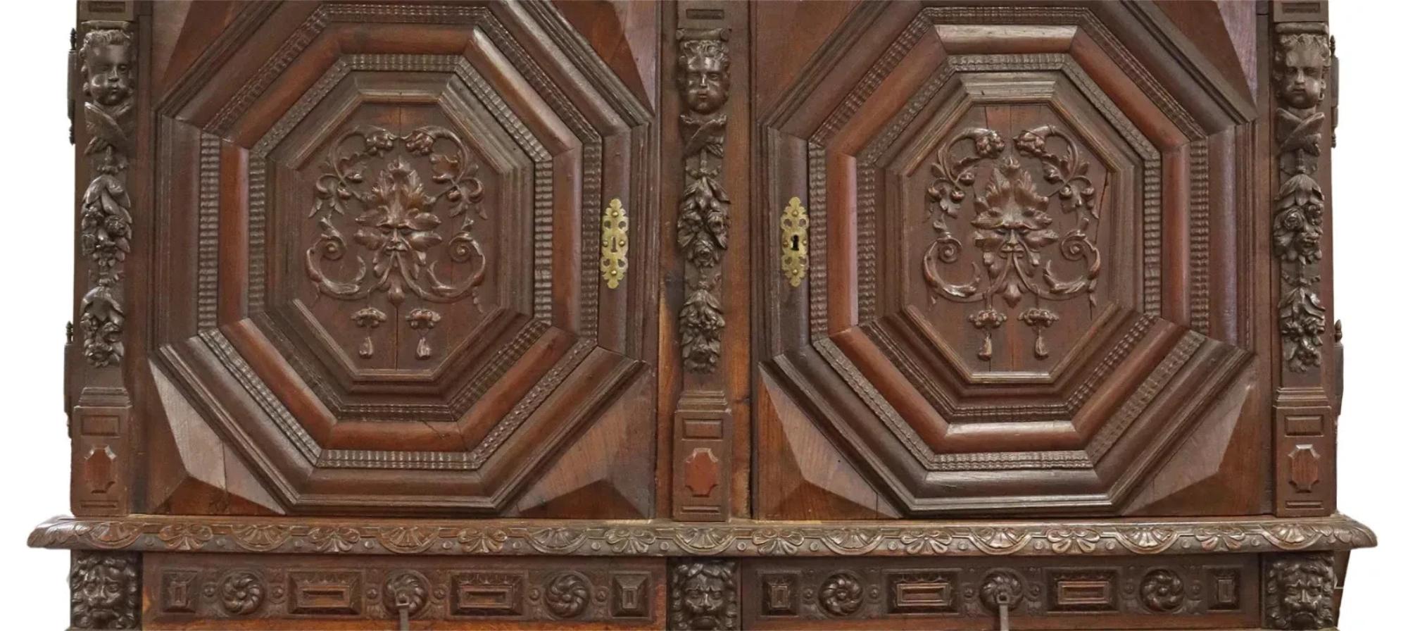 ¡¡18-19th C. Renacimiento Antiguo, Credence, Tallado, Gran Armario!! Europeo en venta