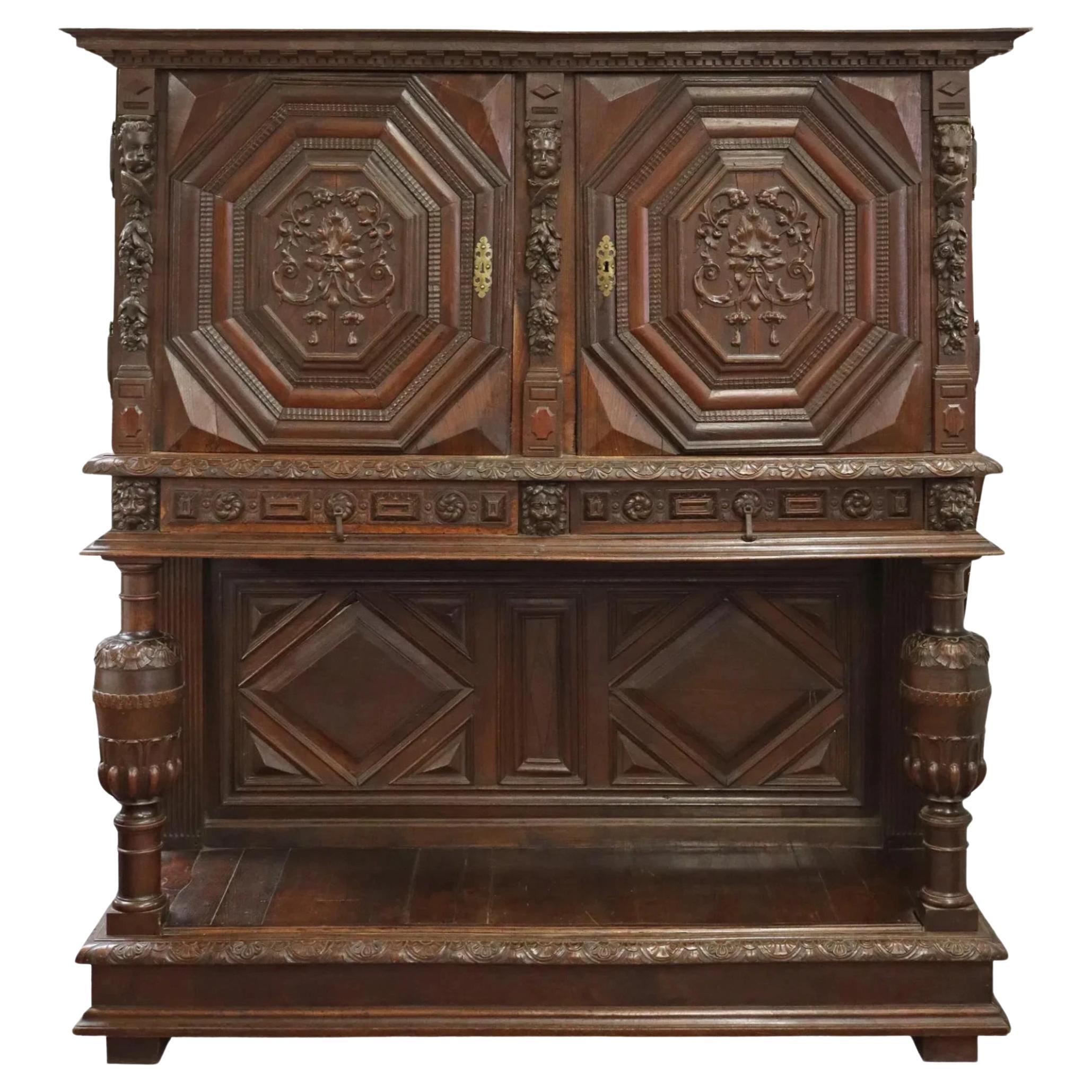 ¡¡18-19th C. Renacimiento Antiguo, Credence, Tallado, Gran Armario!! en venta