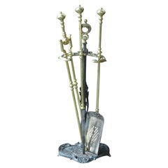 Antique 18/19th C. English Brass Georgian Fireside Companion Set