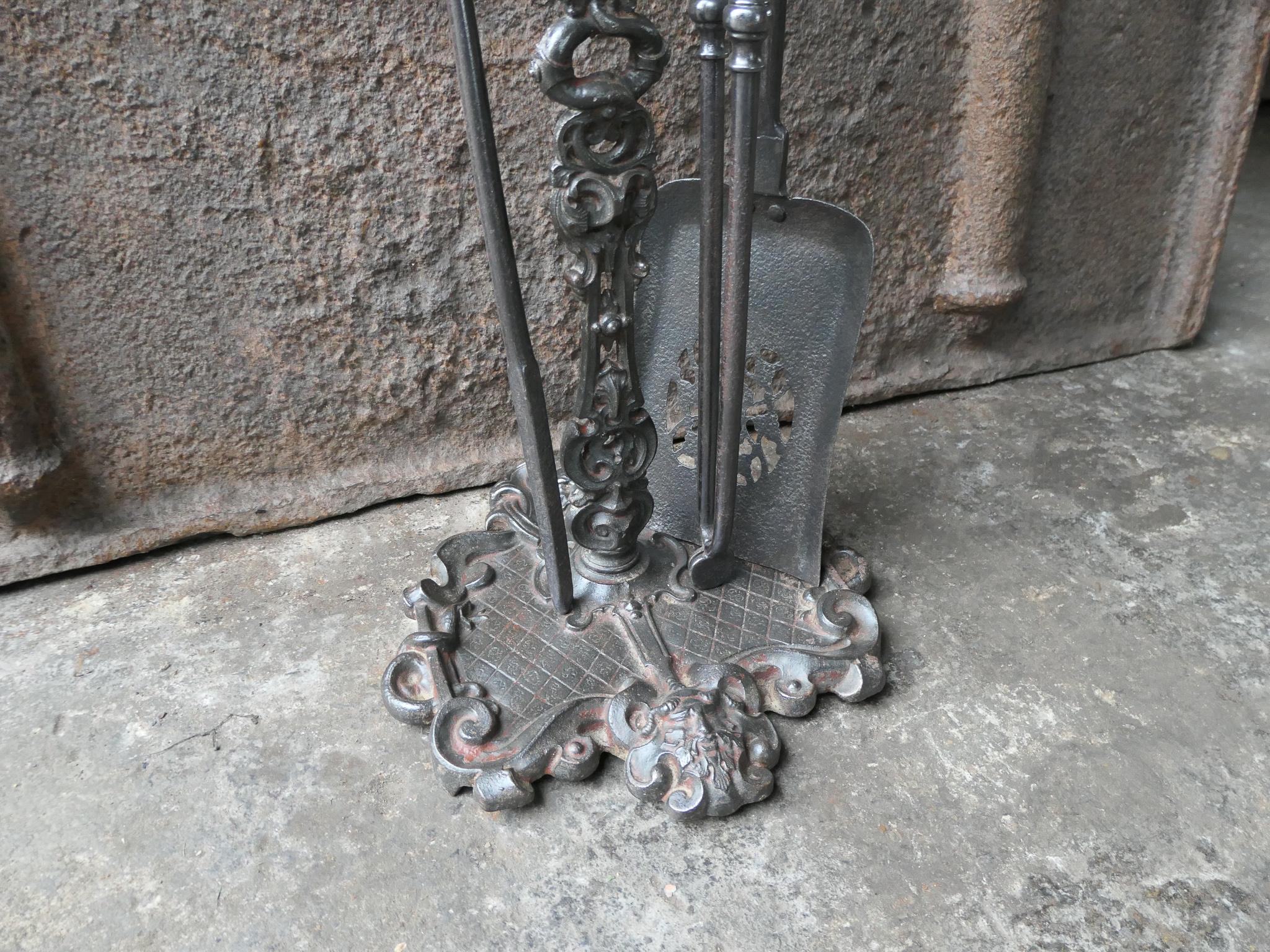 19th Century 18/19th C. English Georgian Fireplace Tool Set For Sale