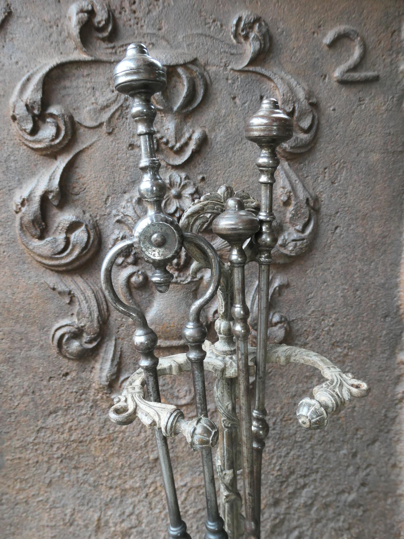 Brass 18/19th C. English Georgian Fireplace Tools For Sale