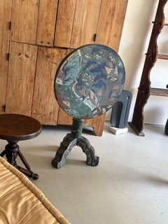 18/19th C Japanese Cloisonné over Bronze Tilt Top Tea Table Edo Meiji
