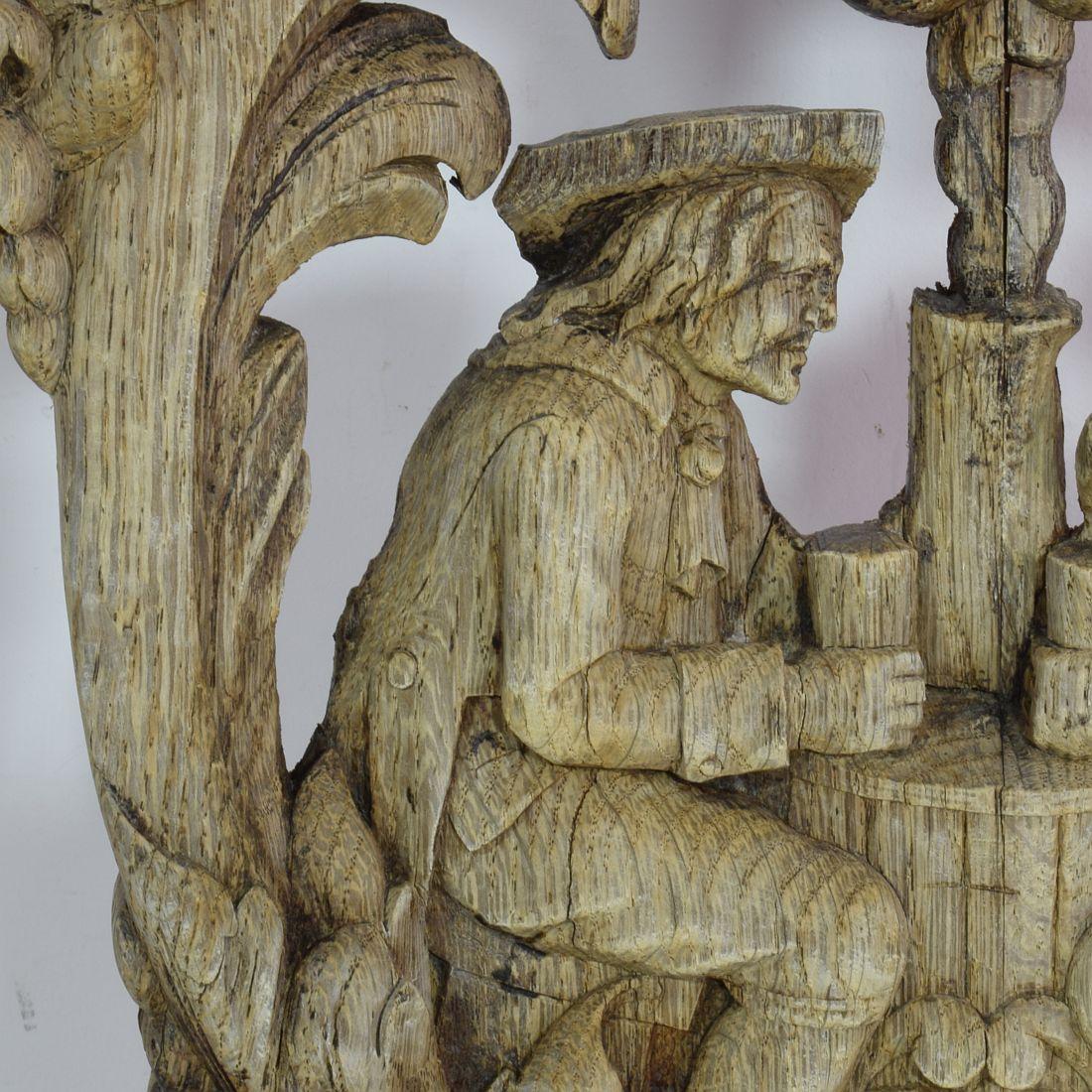 18th / 19th Century French Weathered Oak Capital with Figures 5