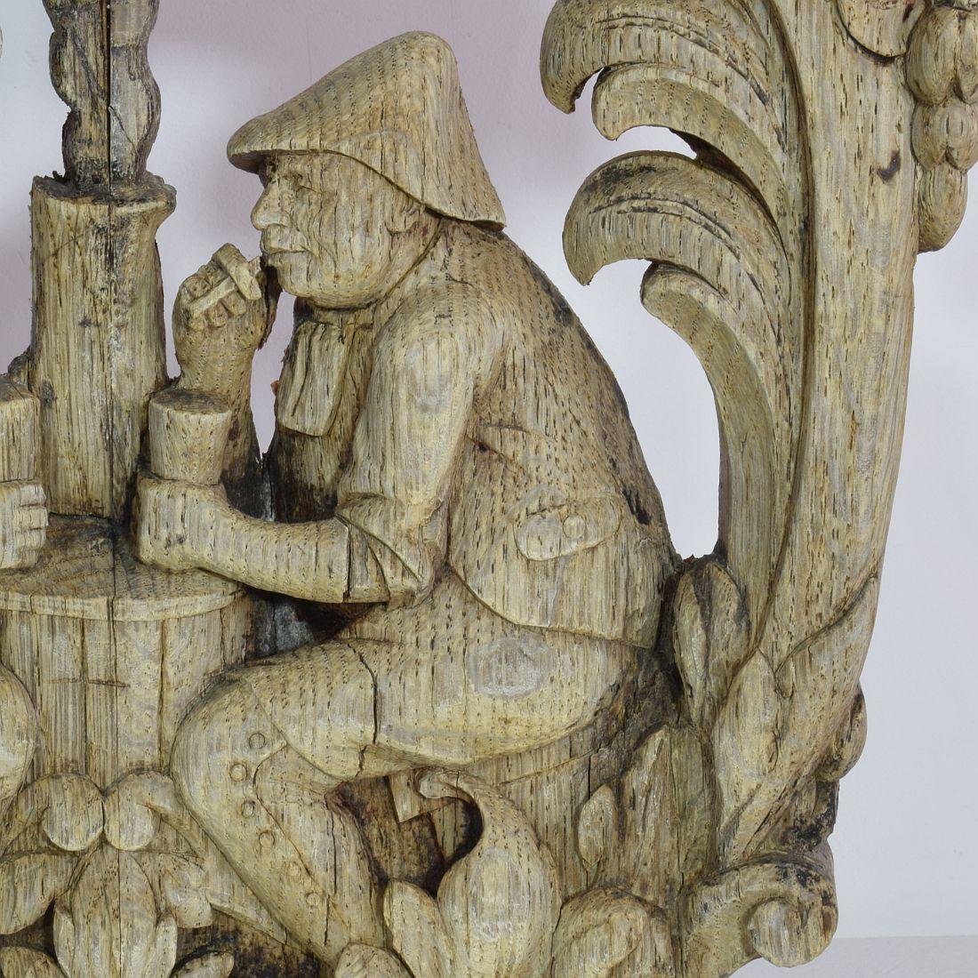 18th / 19th Century French Weathered Oak Capital with Figures 6
