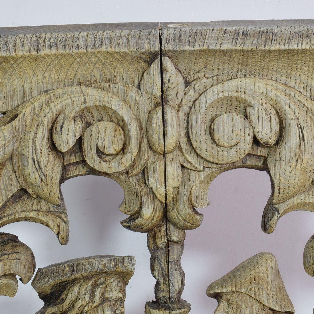 18th / 19th Century French Weathered Oak Capital with Figures 8