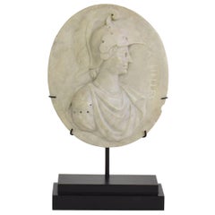 18/19th Century Italian Marble Grand Tour Médaillon Representing Achilles