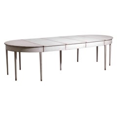 Table de salle à manger à rallonge suédoise gustavienne en bois de pin blanc clair du 18ème et 19ème siècle