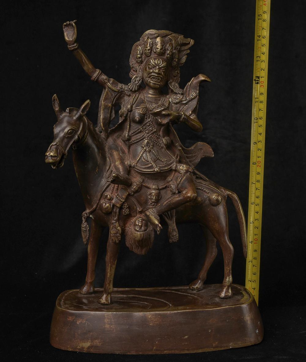 18/19th Mongolian Buddhist Protective Deity- Large, Fierce, Animated, Powerful.  Both figure and horse have expressive faces, rearing up to scare away the things that get in our way of seeing clearly. This is one of the most popular and beloved